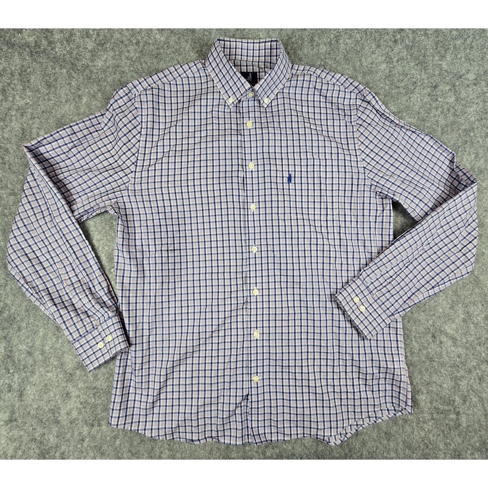 johnnie-O Shirt Mens Large Blue Red Plaid Check Button Down Long Sleeve JMWL2010
